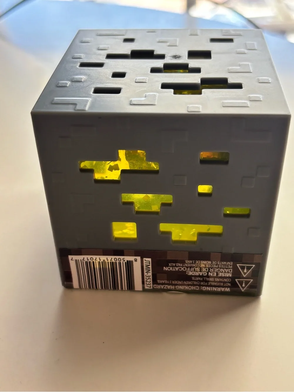 Minecraft Gray Pixel jelly cube with Yellow Holographic Interior